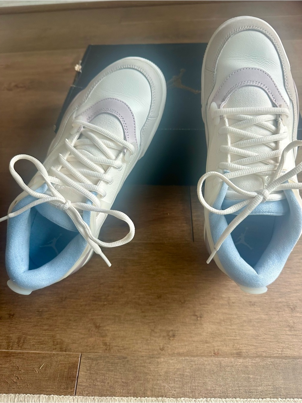 Jordan Flight Origin 4 White Gray Purple Leather Mid Top Sneakers 7Y / women’s 8